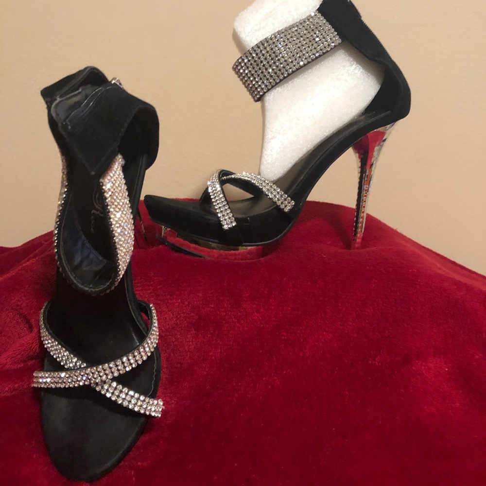 Wild Rose Ankle Strap Stiletto with rhinestones